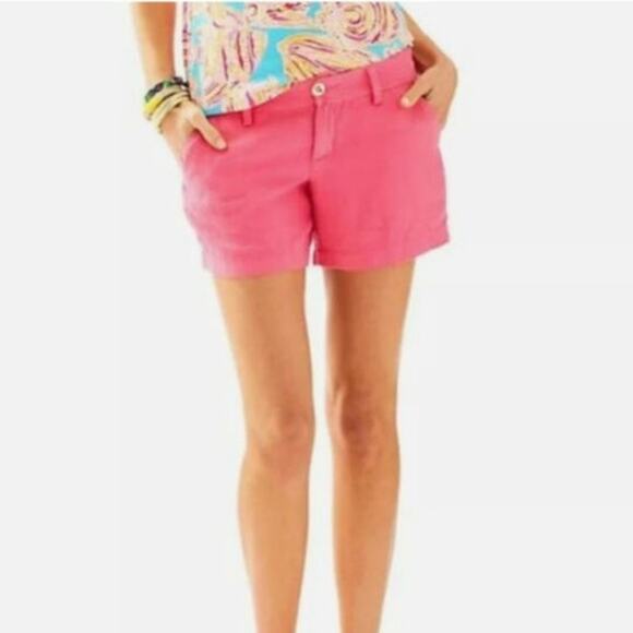 Lilly Pulitzer It's Alway Summer Somewhere 100% Linen Shorts Women's Size 4